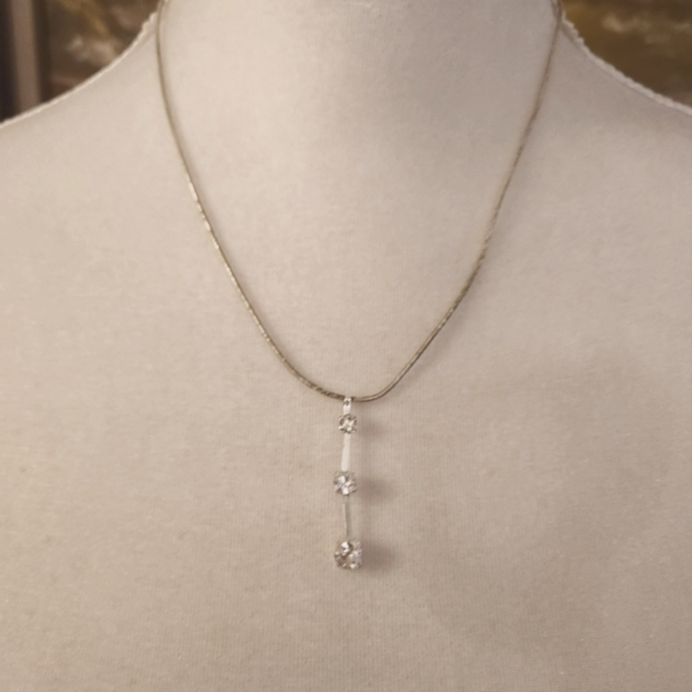 Sterling Silver Necklace With Crystal Pendant